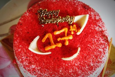 High angle view of cake