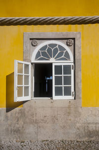 Exterior of yellow door