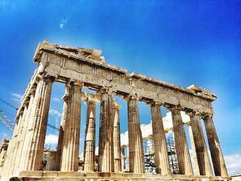 Low angle view of old ruins at parthenon