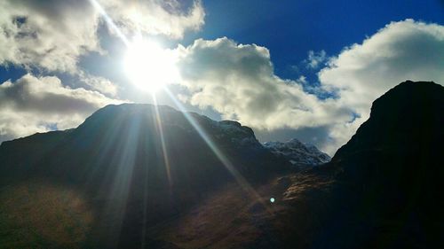 Low angle view of mountains against sky