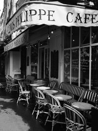 Chairs and tables at cafe