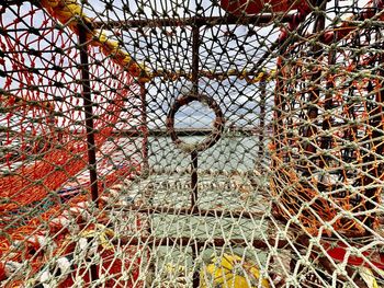 High angle view of chainlink fence