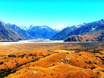 Scenic view of lake against blue sky