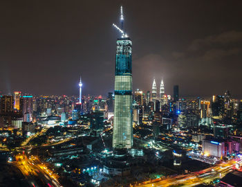 Illuminated city at night