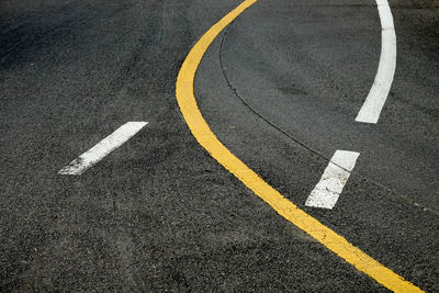 High angle view of markings on road