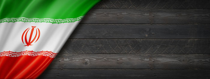 High angle view of flag on table