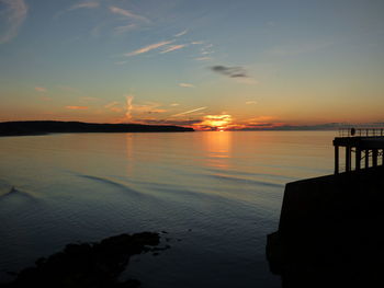 Idyllic view of sea against sky during sunset