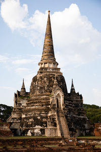 Low angle view of temple building against sky