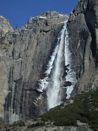 Scenic view of waterfall against clear sky