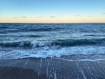 Scenic view of sea during sunset