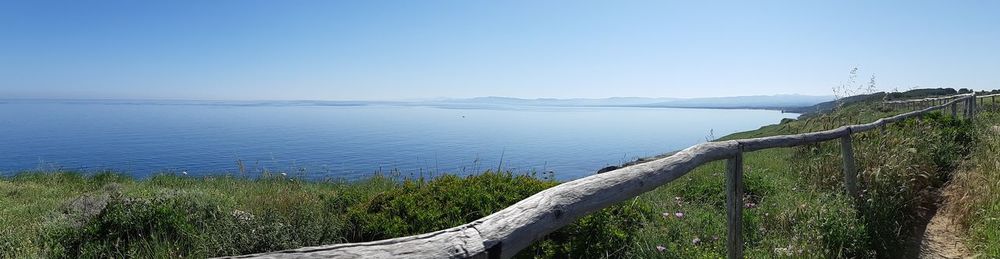 Scenic view of lake against clear sky