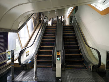 High angle view of escalator at subway station