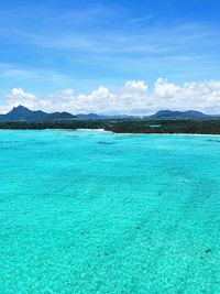 Scenic view of sea against cloudy sky
