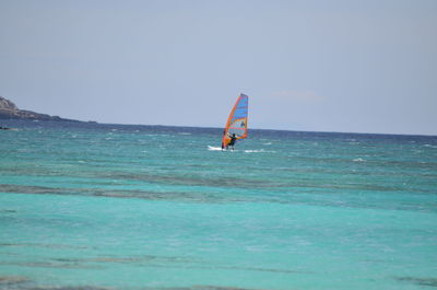 Scenic view of sea against clear sky