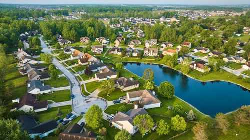 High angle view of townscape against sky