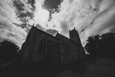 Low angle view of old building against sky