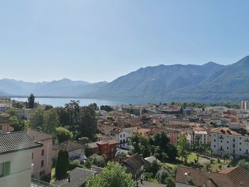 High angle view of townscape against sky