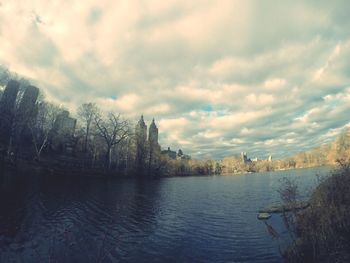 View of river against cloudy sky