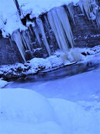 Frozen water in winter