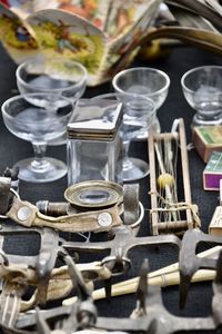 High angle view of food on table