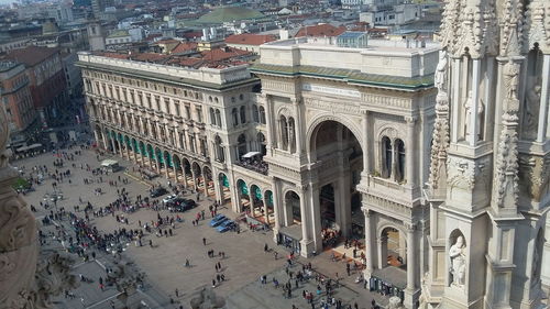 High angle view of people at monument