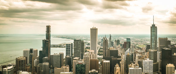 Cityscape against cloudy sky ,chicago city,usa