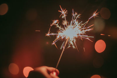 Firework display at night