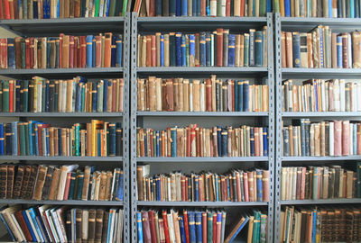 Row of books in shelf