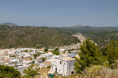 High angle view of townscape against sky