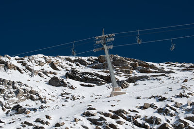 Hintertux glacier old chairlift on rocks