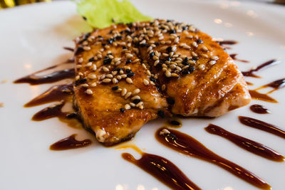 Close-up of dessert in plate