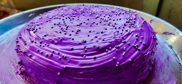 High angle view of ice cream on table