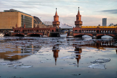 View of oberbaumbrücke in winter