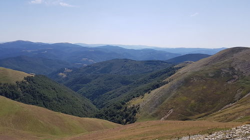 Scenic view of mountains against clear sky
