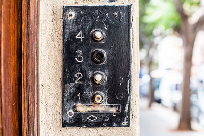 Close-up of old metal door