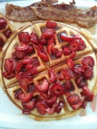 Close-up of strawberries in plate