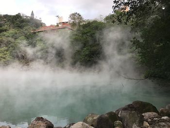 Scenic view of waterfall