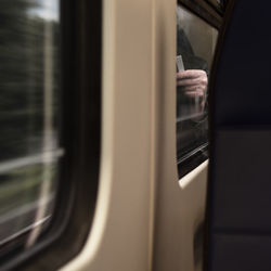 Close-up of train window