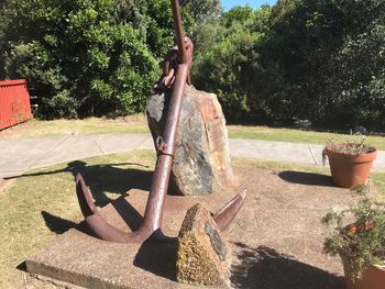 View of sculpture in park