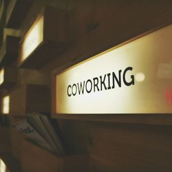 Close-up of illuminated text