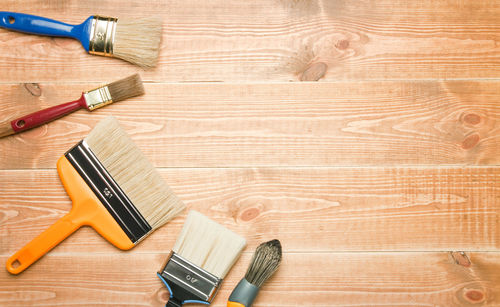 High angle view of shoes on table