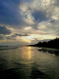 Scenic view of sea at sunset