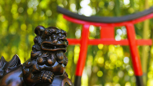 Close-up of buddha statue in temple