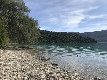 Scenic view of lake against sky