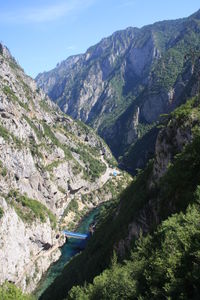 High angle view of mountains against sky