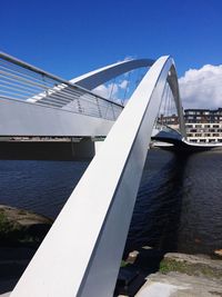 Bridge over river against blue sky