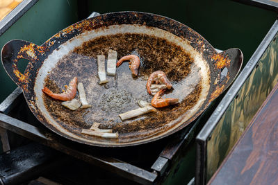 High angle view of food