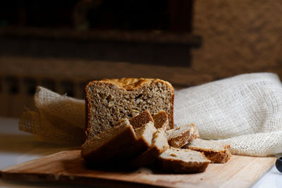 Close-up of bread on table