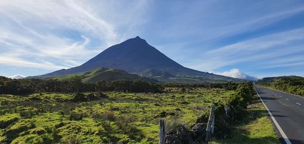 Panoramic view of landscape and mountains against sky