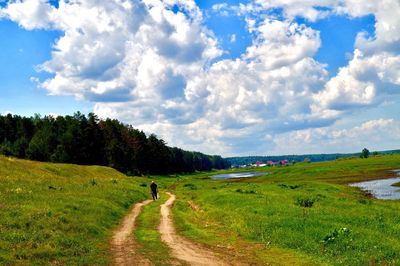 Scenic view of land against sky